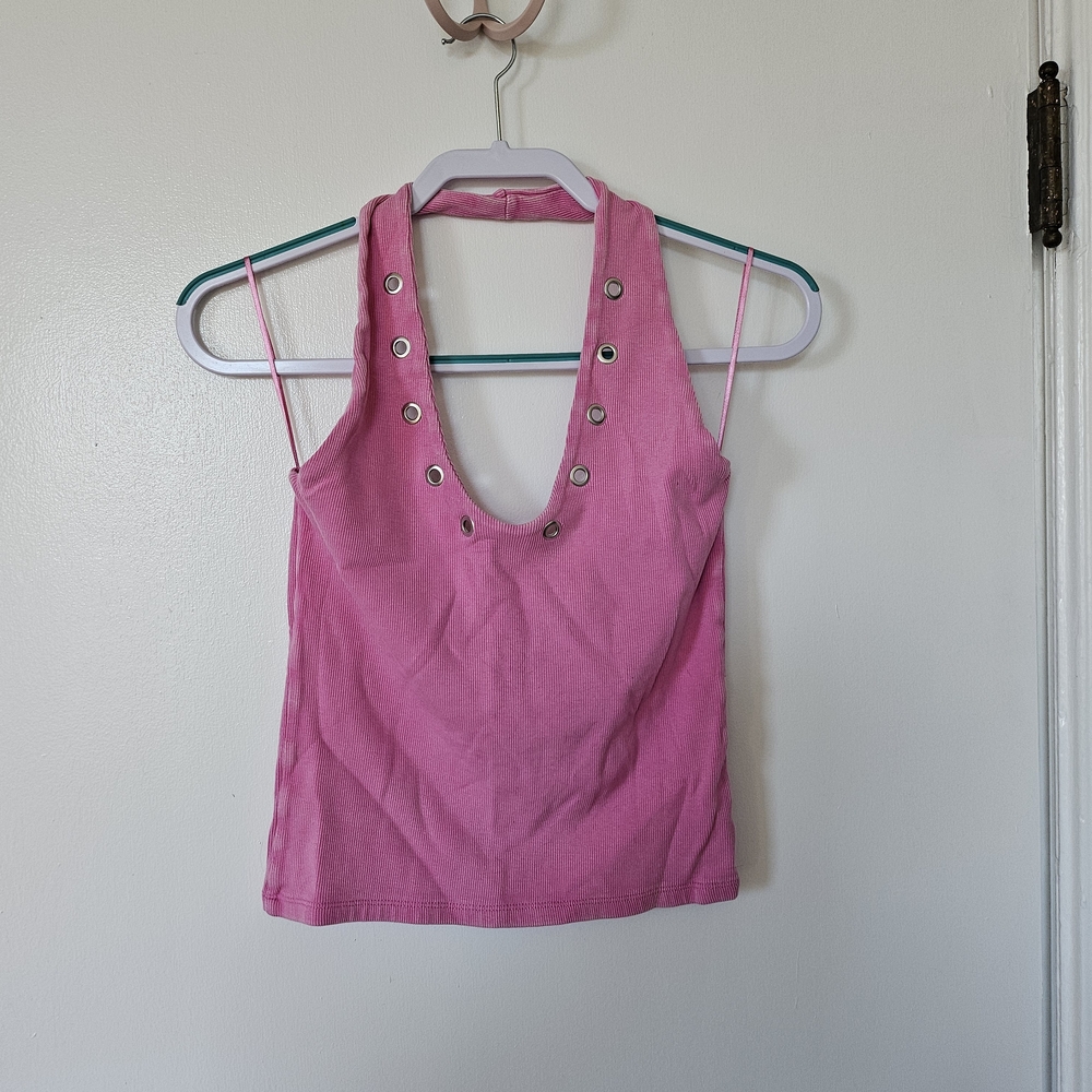 Zara Pink Tank Top with Silver Grommets
